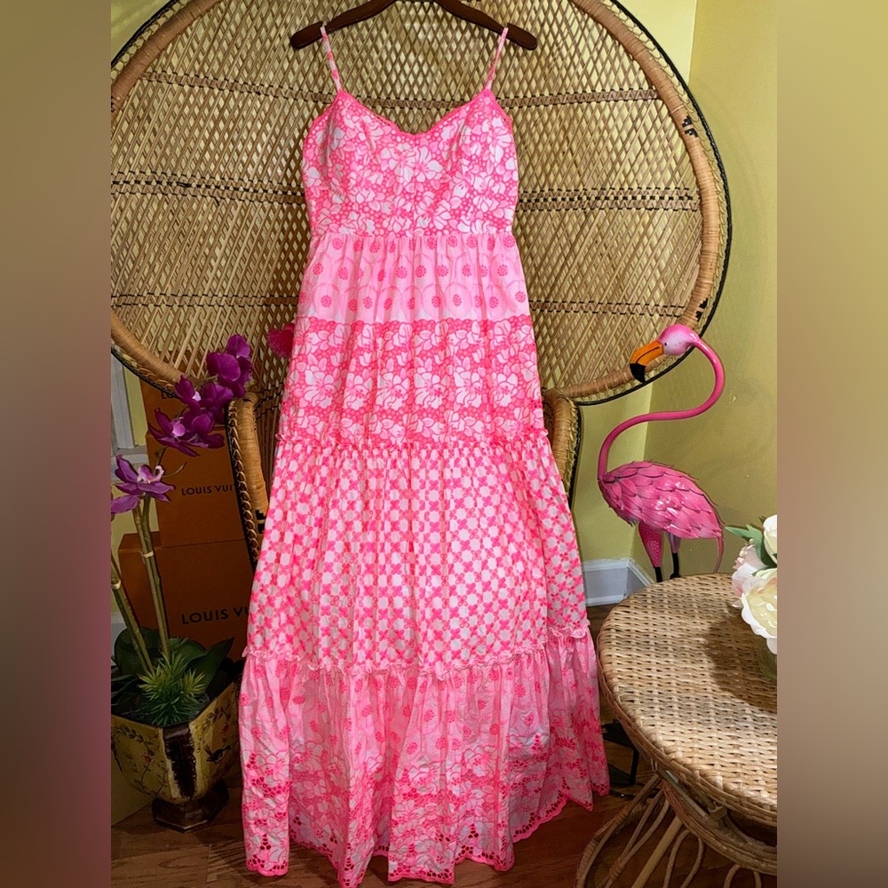 Lilly Pulitzer NWT Kyla Maxi Dress Lilly’s Coral Garden Eyelet Size 12,14 - Picture 11 of 16